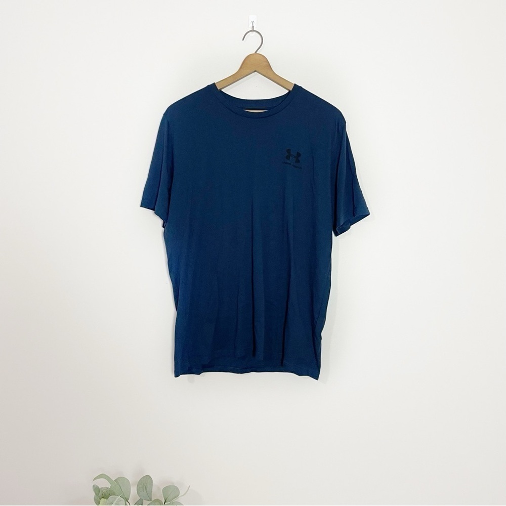 [Under Armour] Men's Dark Blue Crewneck Short Sleeve T-shirt Athleisure